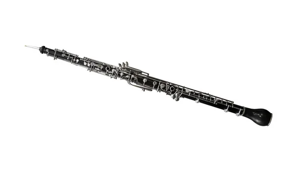 Oboe Negro Madera Aislado Sobre Fondo Blanco Serie Instrumentos Musicales — Foto de Stock