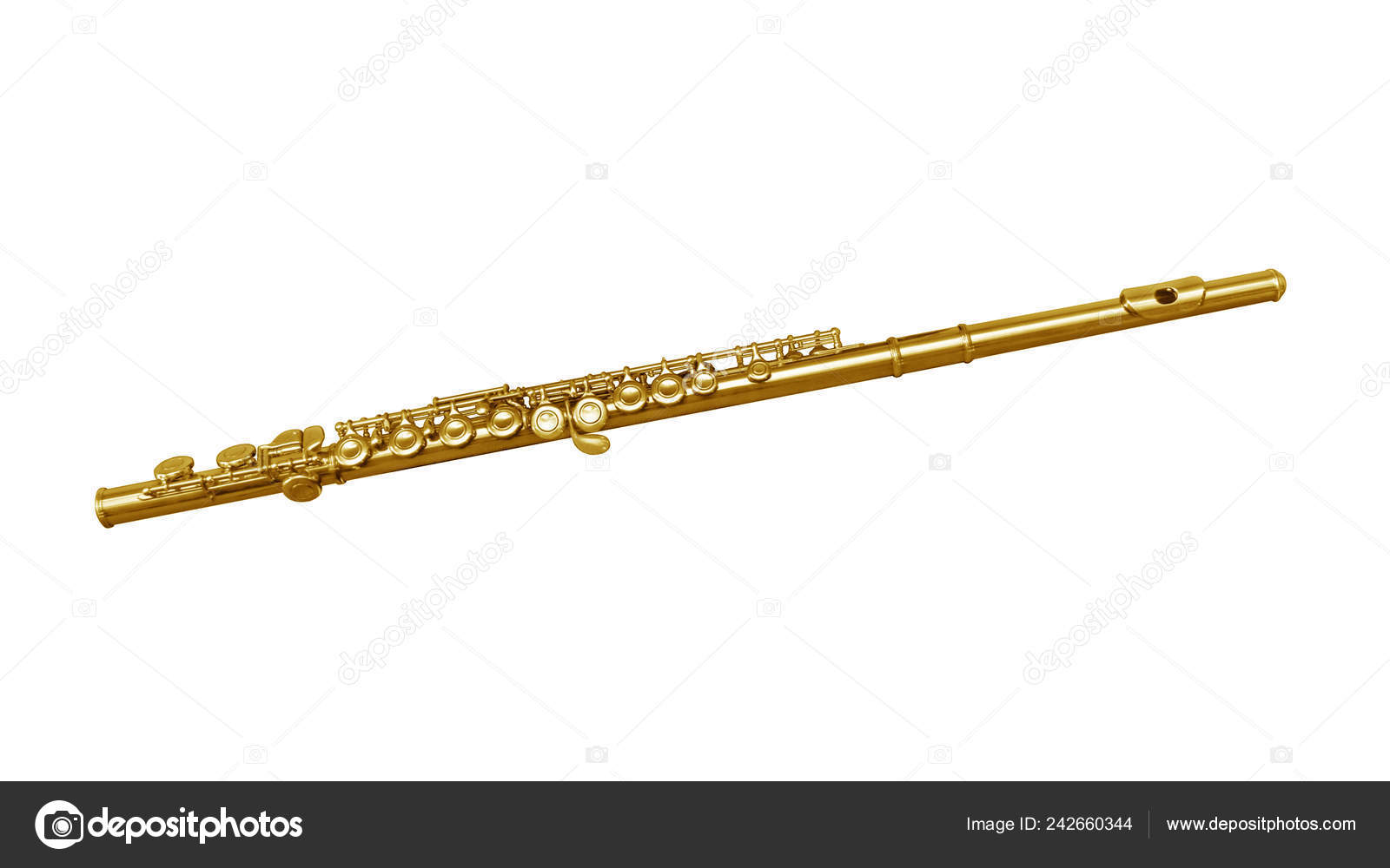Golden Classical Musical Instrument Flute Isolated White Background Music  Instruments Stock Photo by ©artavet 242660344