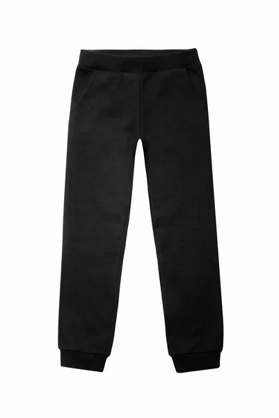 Black Sports Sweatpants Isolado Fundo Branco — Fotografia de Stock