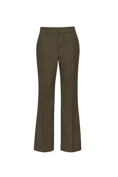 Stylish Brown Womens Wide Leg Pants Houndstooth Pattern Isolated White — Stock Photo, Image