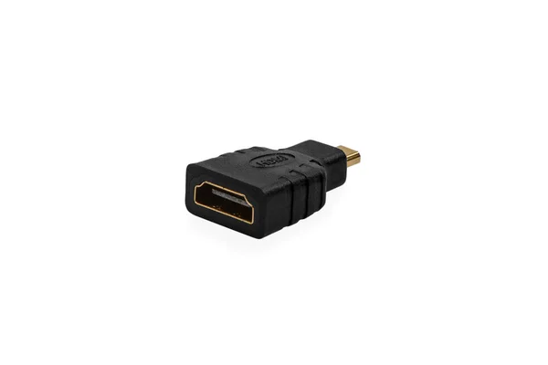 Micro Adaptador Fêmea Hdmi Macho Para Hdmi Isolado Fundo Branco — Fotografia de Stock