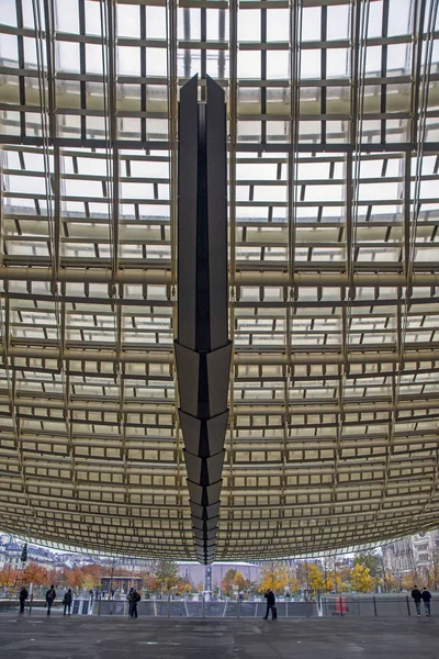 París Francia Noviembre 2018 Construcción Grandiosa Metal Estación Metro Les — Foto de Stock