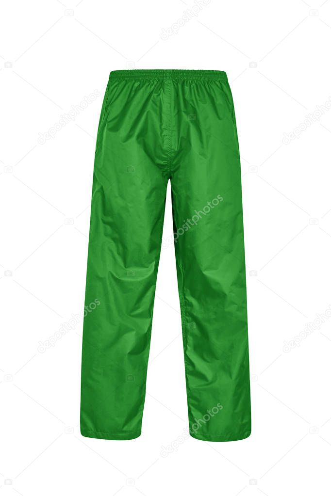 Green sports sweatpants isolated on the white background