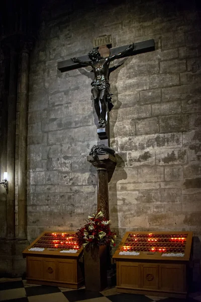 Paris Frankrike November 2018 Kristus Korset Notre Dame Paris Skulptur — Stockfoto