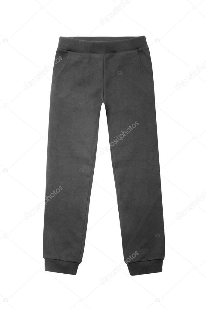 Grey sports sweatpants isolated on the white background