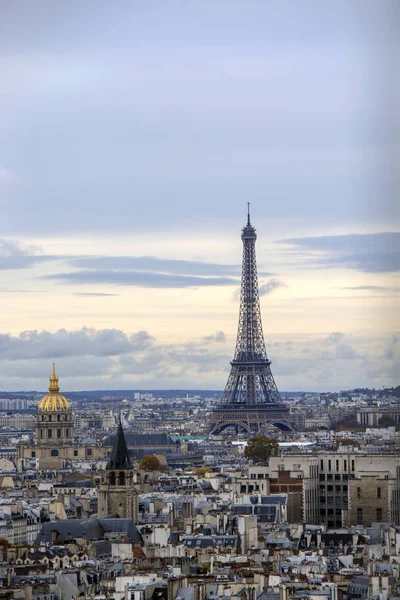 Vista Panorâmica Olhos Pássaro Catedral Notre Dame Paris Com Torre — Fotografia de Stock