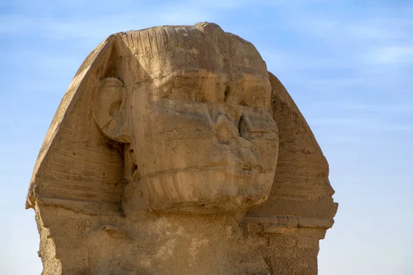 Голова Великого Сфінкса Гіза Проти Синього Неба Каїр Єгипті — стокове фото