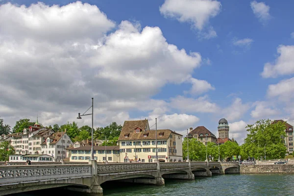 Zurich Switzerland June 2015 Beautiful Cityscape Rudolf Brun Bridge Gothic — Stock Photo, Image