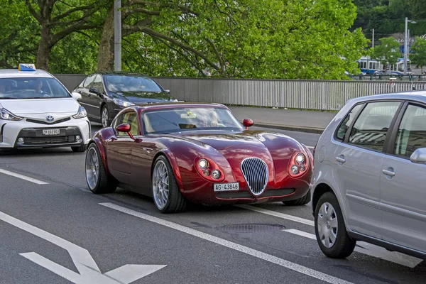 Zurich Zwitserland Juni 2015 Wine Red Wiesmann Mf4 Luxe Moderne — Stockfoto