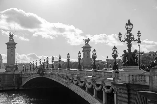 Puente Alejandro Iii Sobre Río Sena París Francia Vista Panorámica — Foto de Stock