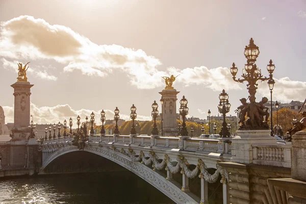 Alexander Iii Bridge Seine River Paris France Perspective View Vintage — Stock Photo, Image