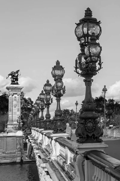 Die Alexander Iii Brücke Über Seinen Fluss Paris Franz Perspektivische — Stockfoto