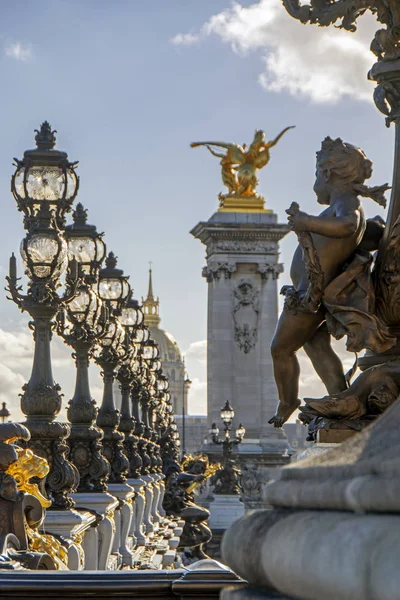 Pont Alexandre Iii 1896 Traversant Seine Paris Vue Perspective Avec — Photo