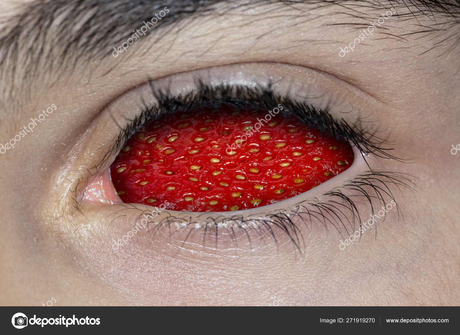 Surreal Scary Close Human Eye Strawberry Instead Human Eyeball