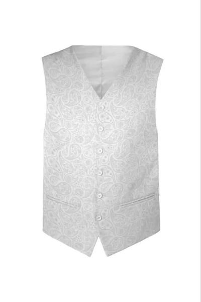 Colete Branco Masculino Elegante Com Padrão Paisley Isolado Fundo Branco — Fotografia de Stock