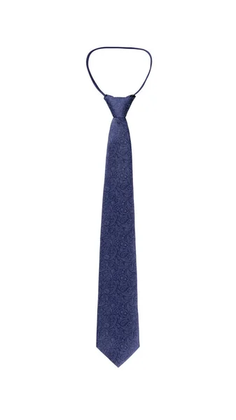 Patrón Paisley Elegante Corbata Angosta Azul Marino Aislado Sobre Fondo — Foto de Stock