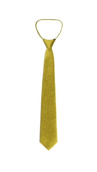 Patrón Paisley Elegante Corbata Amarilla Estrecha Atada Aislada Sobre Fondo —  Fotos de Stock