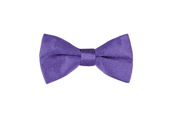 佩斯利图案时尚紫色领结隔离在白色背景 — 图库照片