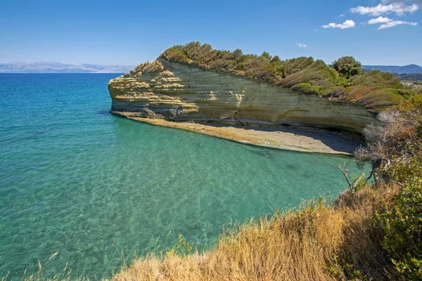 Canal Amour Beach Korfu Yunanistan Güzel Lagune Yeşil Bitkiler Ile — Stok fotoğraf