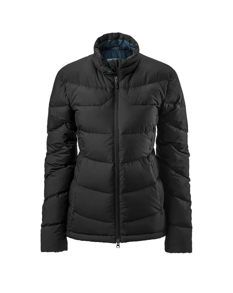 Casaco Desporto Quente Preto Feminino Puffer Isolado Sobre Fundo Branco — Fotografia de Stock