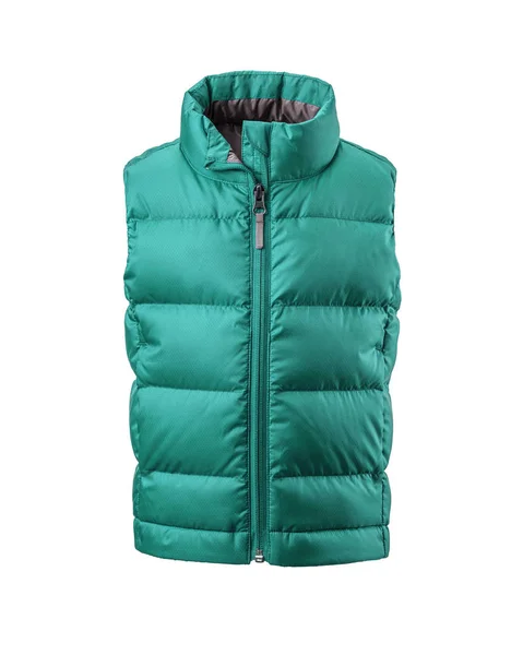 Kids Turquoise Warm Sport Puffer Vest Isolated White Background Ghost — ストック写真