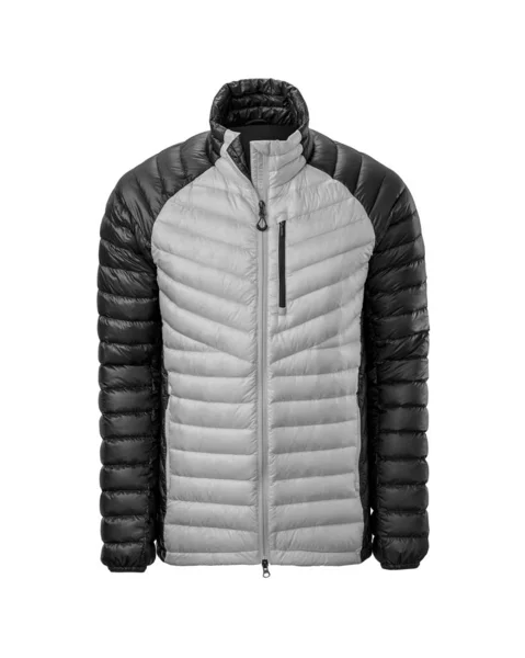 Branco Masculino Com Casaco Desporto Quente Preto Puffer Isolado Sobre — Fotografia de Stock