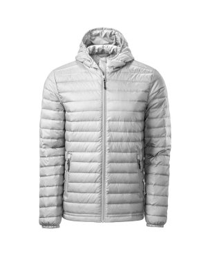 Beyaz kapüşonlu erkek ceketi beyaz arka planda izole edilmiş. Hayalet manken fotoğrafçılığı