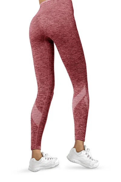 Schöne Schlanke Frauenbeine Roten Sport Leggings Und Laufschuhen Isoliert Auf — Stockfoto