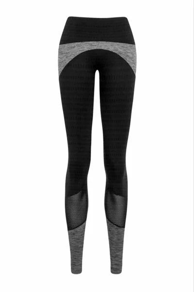 黒とグレーのスポーツレギンス白の背景に隔離された スタイリッシュな服 スポーツ 美しさ ファッション スリムな足の概念 ゴーストマネキンの写真 — ストック写真