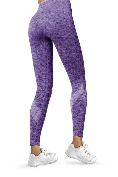 Schöne Schlanke Frauenbeine Lila Sport Leggings Und Laufschuhen Isoliert Auf — Stockfoto