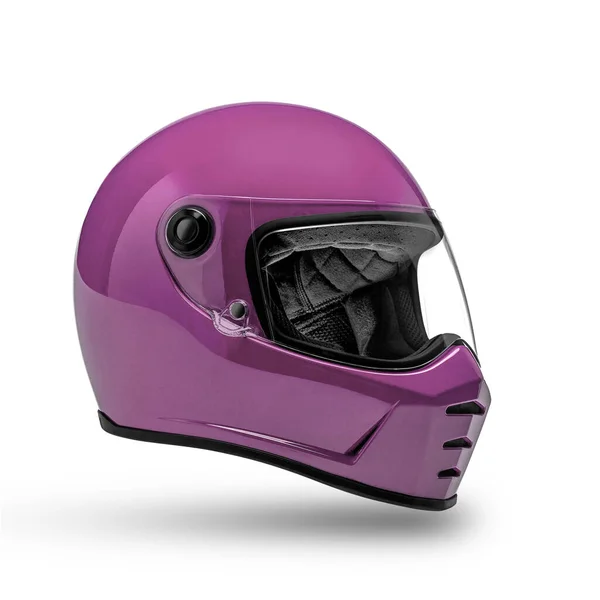 Capacete Motocicleta Rosa Com Viseira Fechada Isolada Fundo Branco — Fotografia de Stock