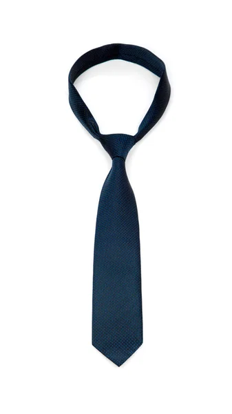 Stylish Tied Plain Navy Blue Tie Isolated White Background — Φωτογραφία Αρχείου