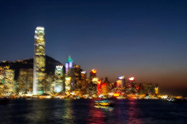 Hong Kong China Fevereiro 2014 Luzes Coloridas Abstratas Forma Como — Fotografia de Stock
