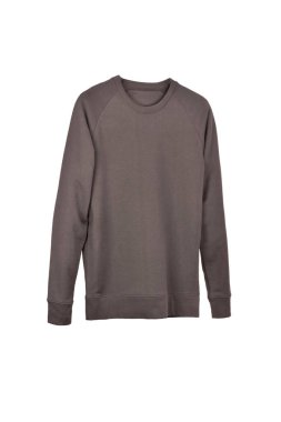 Örülmüş kahverengi süveter beyaz bir arka planda izole edilmiş. Hayalet manken fotoğrafçılığı