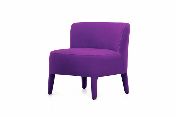 Classic Low Armchair Art Deco Style Purple Velvet Isolated White — Stock Photo, Image