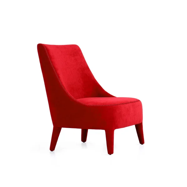 Fauteuil Classique Haut Dossier Style Art Déco Velours Rouge Isolé — Photo