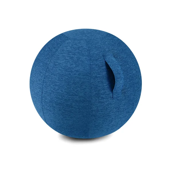 Ткань Синий Фитнес Мяч Изолирован Белом Фоне Спортивное Оборудование — стоковое фото