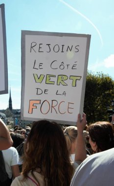 İklim - İklim için için yürüyüş. Ekolojik gösteri. Paris Fransa Cumartesi, 08 Eylül 2018.