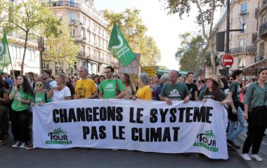 İklim - İklim için için yürüyüş. Ekolojik gösteri. Paris Fransa Cumartesi, 08 Eylül 2018.
