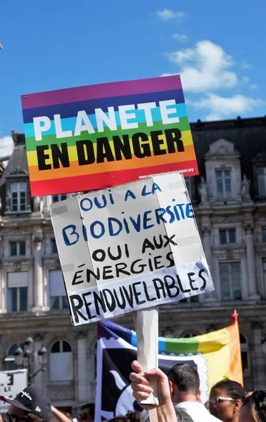 Spacery Dla Klimatu Klimat Ekologiczne Demonstracji Paryż Francja Sobota Września — Zdjęcie stockowe