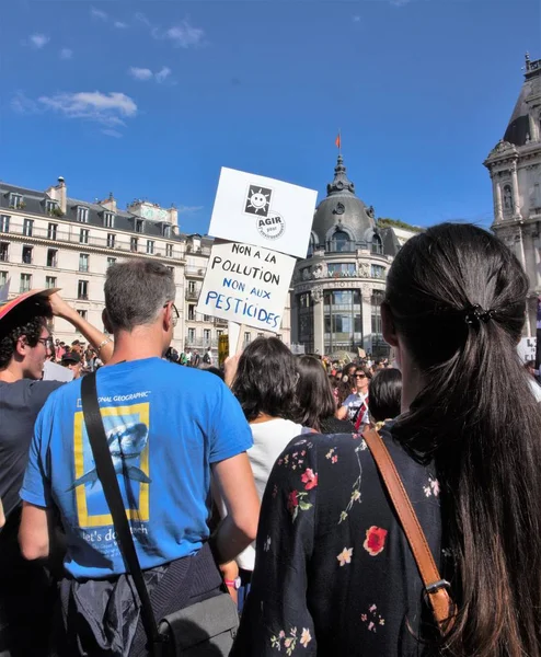 Spacery Dla Klimatu Klimat Ekologiczne Demonstracji Paryż Francja Sobota Września — Zdjęcie stockowe