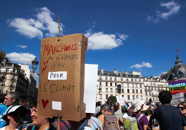 Caminhada Para Clima Climate Demonstração Ecológica Paris França Sábado Setembro — Fotografia de Stock