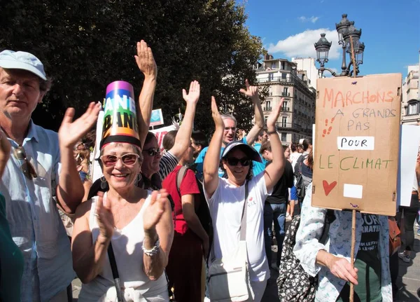 Περπάτημα Για Κλίμα Επάνω Για Κλίμα Οικολογική Επίδειξης Παρίσι Γαλλία — Φωτογραφία Αρχείου