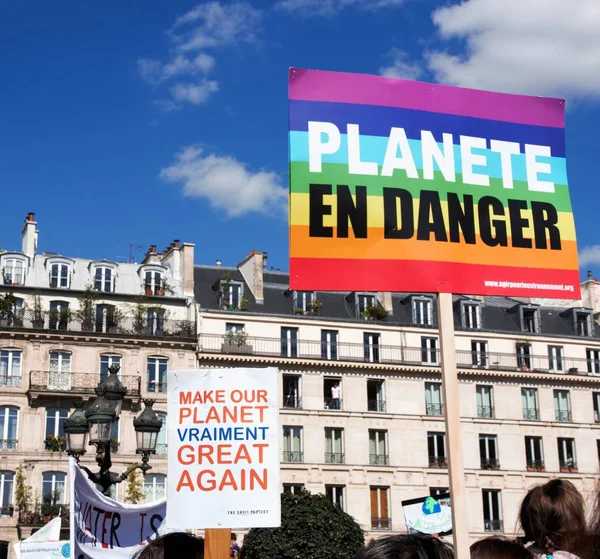 Caminhada Para Clima Climate Demonstração Ecológica Paris França Sábado Setembro — Fotografia de Stock