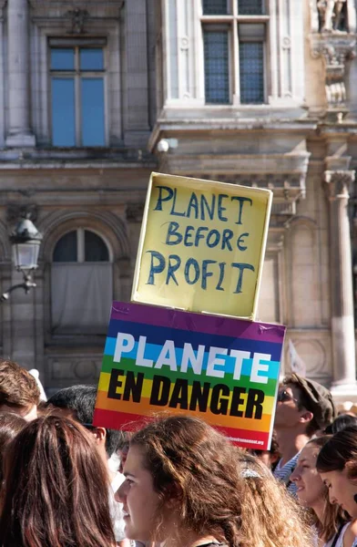 Klim Klim Için Için Yürüyüş Ekolojik Gösteri Paris Fransa Cumartesi — Stok fotoğraf