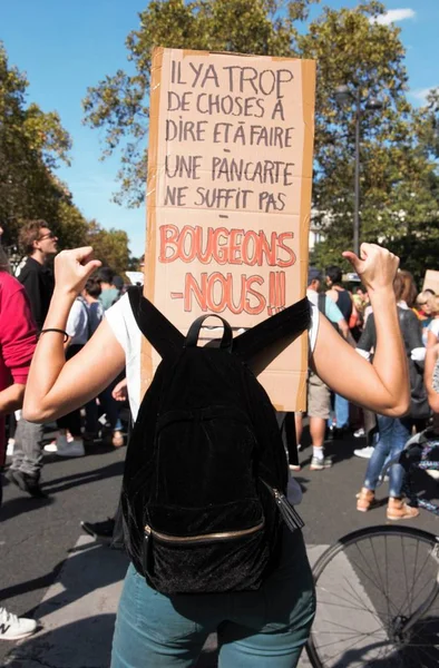 Chůze Pro Klima Klima Ekologické Demonstrace Paříž Francie Sobota Září — Stock fotografie