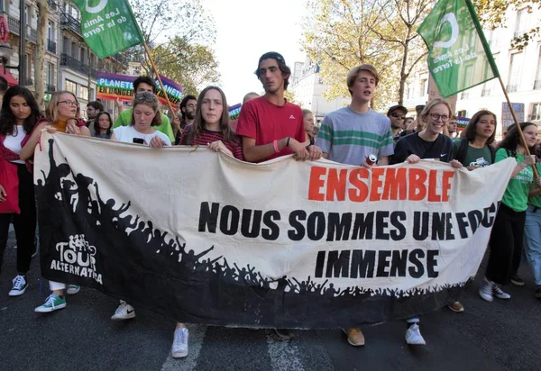 Caminhada Para Clima Climate Demonstração Ecológica Paris França Sábado Setembro — Fotografia de Stock