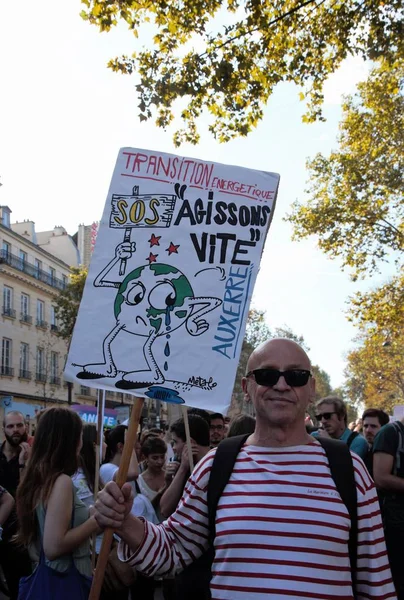 Ходьба Климат Вверх Климат Экологическая Демонстрация Париж Франция Суббота Сентябрь — стоковое фото