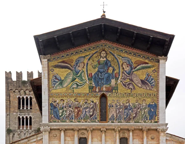 Basilica San Frediano External Frescoes Lucca Tuscany Italy — Stock Photo, Image