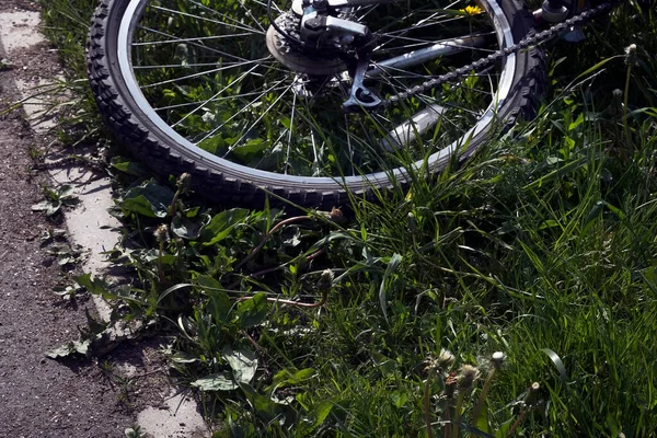 Cyclist Accident Road Park Stock Image